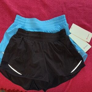 Women's Black and Blue Athletic Shorts